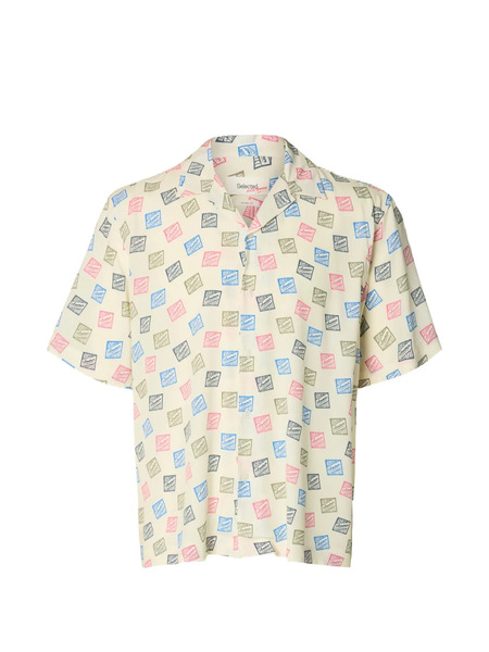  Selected Stamps Print Shirt - Neutrals 