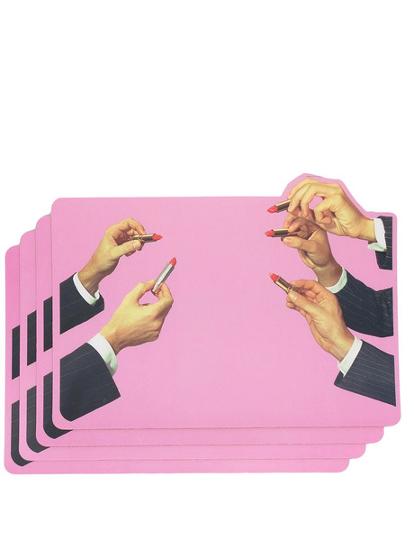  Seletti Graphic-print Tablemats (set Of 4) - Pink 