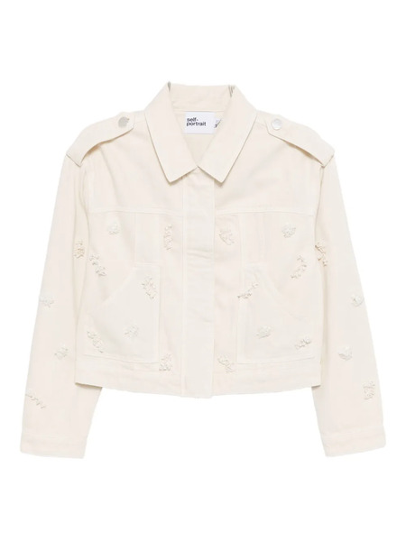  Self-portrait Beaded Floral Jacket - Neutrals 