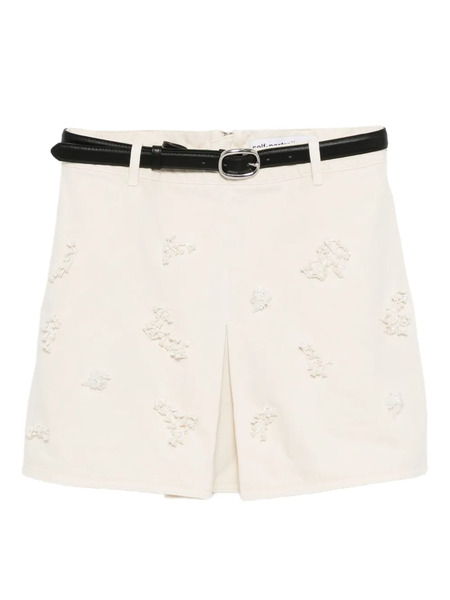  Self-portrait Beaded Floral Mini Skirt - Neutrals 