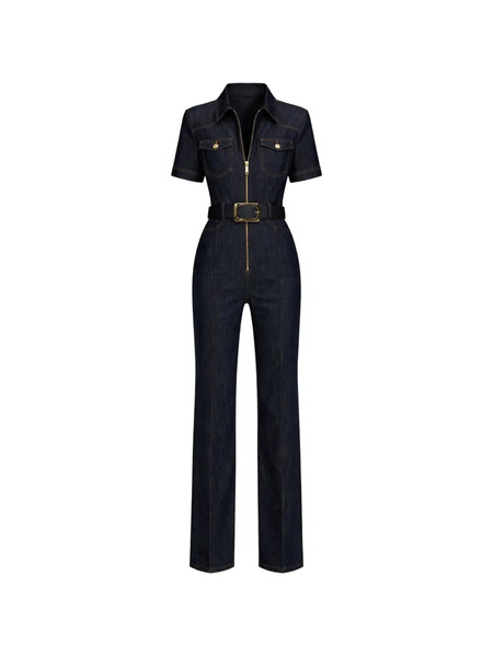  Self-portrait Belted Jumpsuit - Blue 