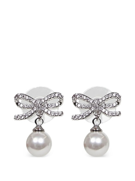  Self-portrait Bow Crystal Earrings - Silver 