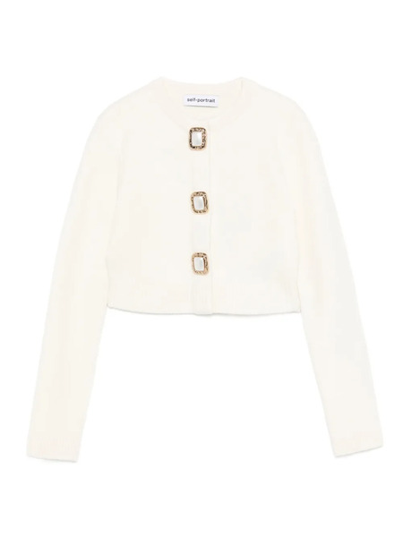  Self-portrait Button-embellished Cardigan - Neutrals 
