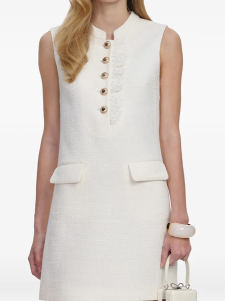  Self-portrait Button Placket Lace Mini Dress - White 