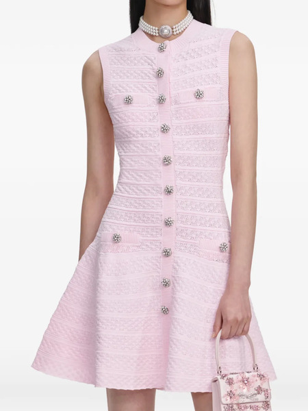  Self-portrait Buttoned A-line Mini Dress - Pink 