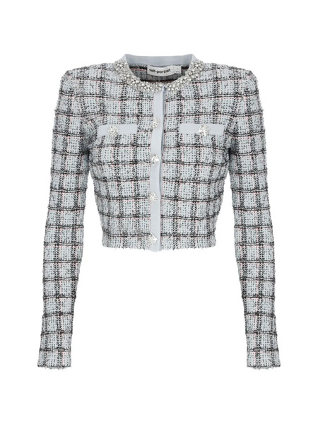  Self-portrait Check-pattern Cardigan - Blue 