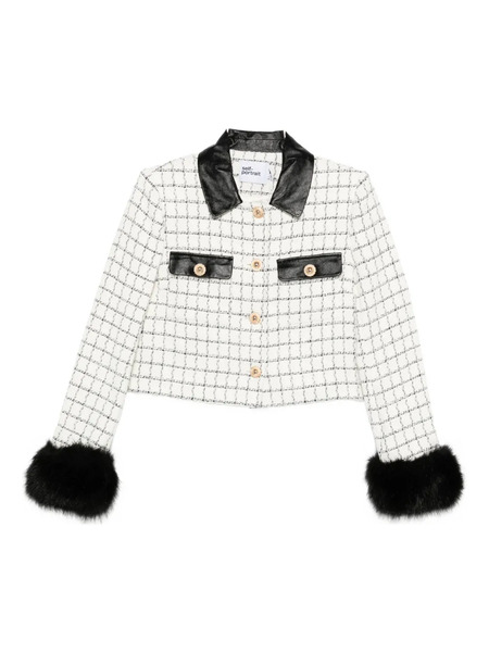  Self-portrait Checked Faux-fur Cuff Jacket - Neutrals 
