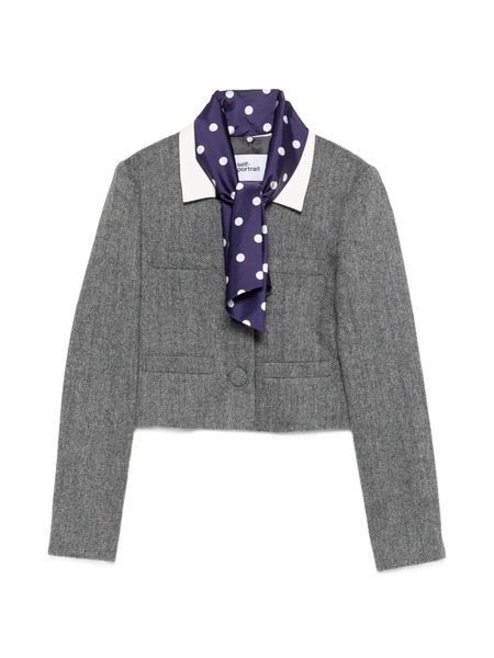  Self-portrait Collar Cropped Jacket - Grey 