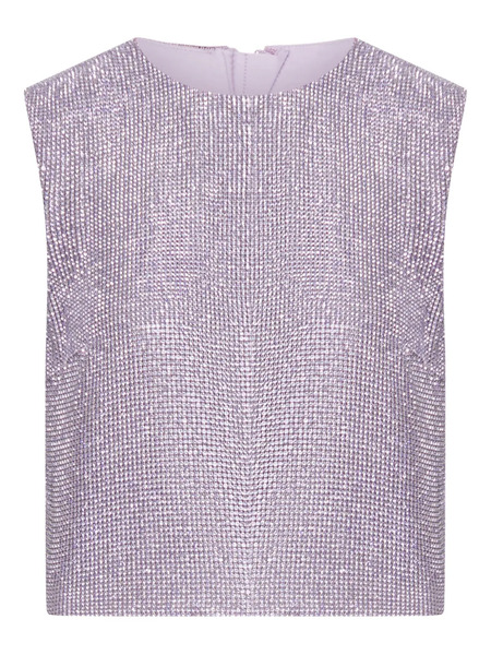  Self-portrait Crystal-chainmail Sleeveless Top - Purple 