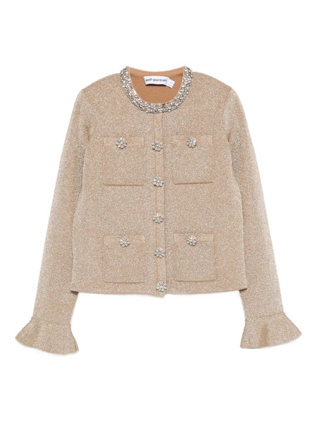  Self-portrait Crystal-embellished Jacket - Gold 
