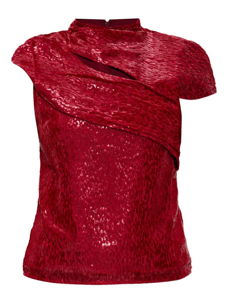  Self-portrait Draped Lurex Blouse - Red 