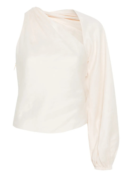  Self-portrait Draped-sleeve Top - Neutrals 