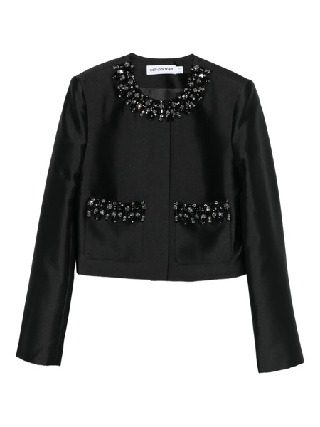  Self-portrait Embellished-pocket Jacket - Black 