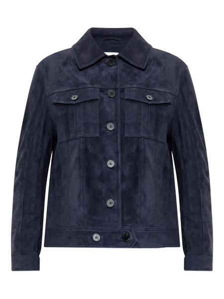  Self-portrait Flap-pocket Suede Jacket - Blue 