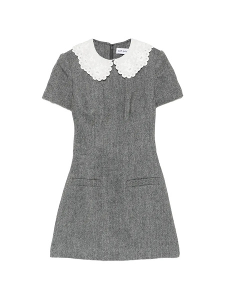  Self-portrait Herringbone Mini Dress - Grey 