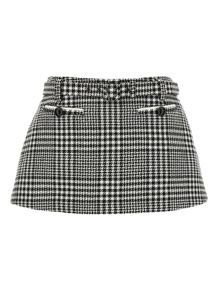  Self-portrait Houndstooth Bouclé Wool Skort - Black 
