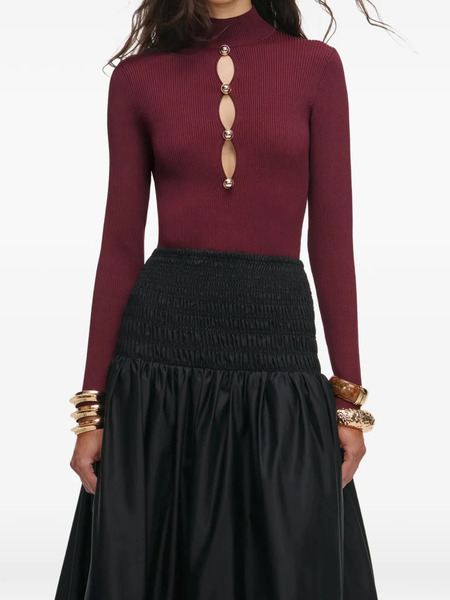  Self-portrait Keyhole-embellishment Top - Red 