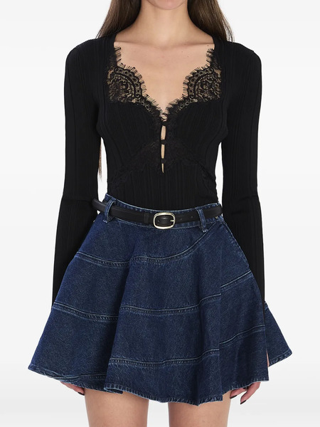  Self-portrait Lace Button Top - Black 