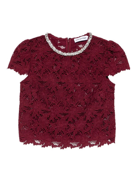  Self-portrait Lace Crystal-trim Blouse - Red 