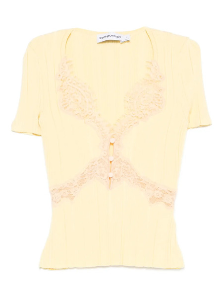  Self-portrait Lace Knit Top - Yellow 