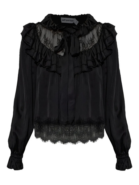  Self-portrait Lace Ruffled Blouse - Black 