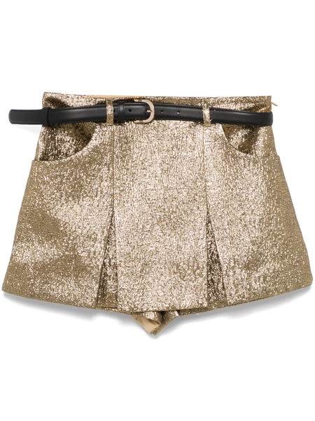  Self-portrait Metallic Jacquard Skort - Gold 