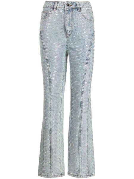  Self-portrait Mid-rise Embellished Flared Jeans - Blue 