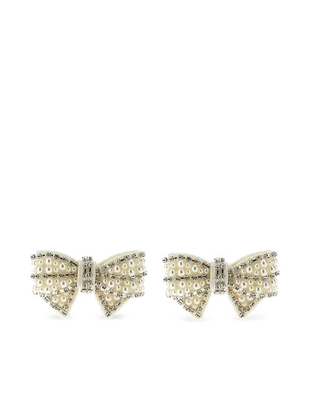  Self-portrait Pearl Bow-shape Earrings - Neutrals 