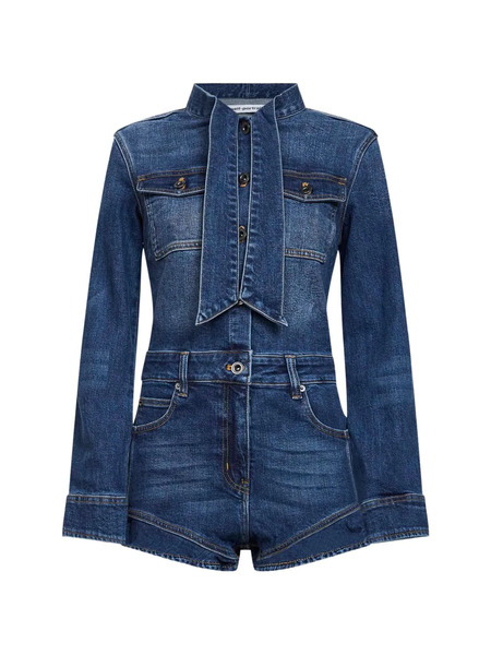  Self-portrait Pussy-bow Playsuit - Blue 