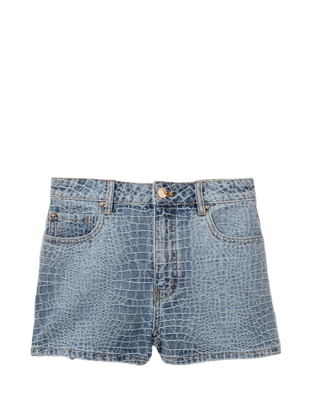  Self-portrait Rhinestone Denim Shorts - Blue 