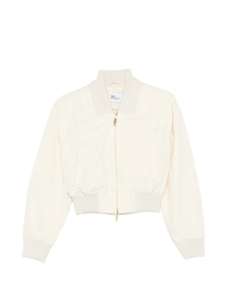  Self-portrait Ribbed-trim Zip Bomber Jacket - Neutrals 