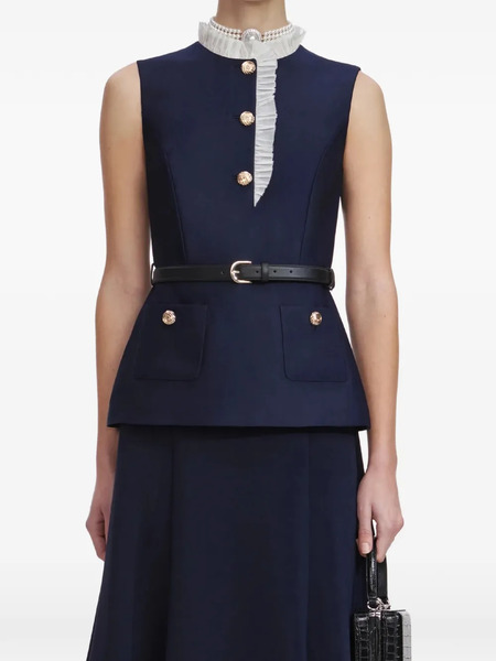  Self-portrait Ruffled Button Midi Dress - Blue 