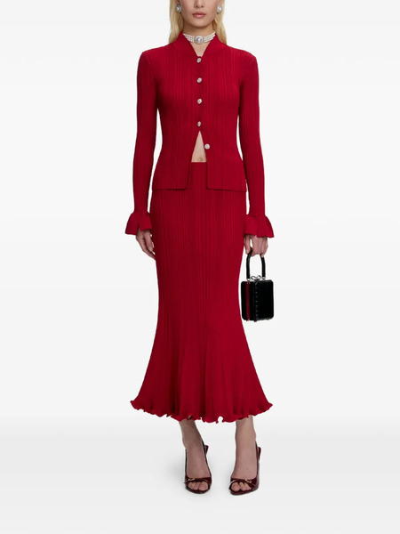  Self-portrait Ruffled Midi Skirt - Red 