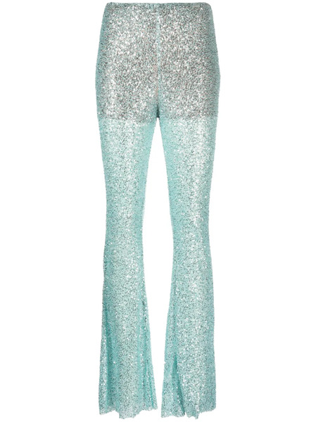  Self-portrait Sequin-embellished Mesh Trousers - Blue 