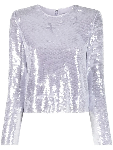  Self-portrait Sequin Long-sleeve Top - Purple 