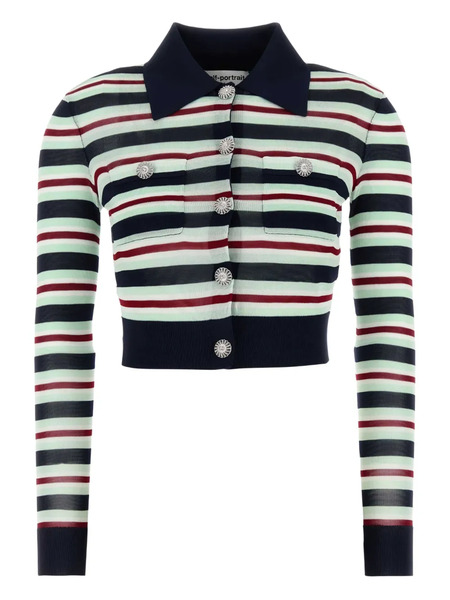 Self-portrait Striped Cardigan - Blue 