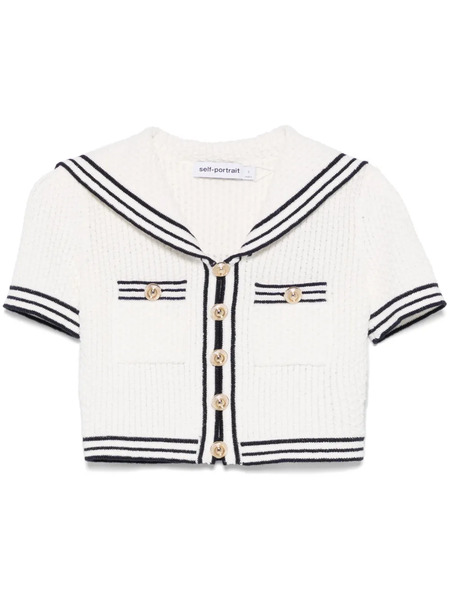  Self-portrait Textured Knitted Top - White 