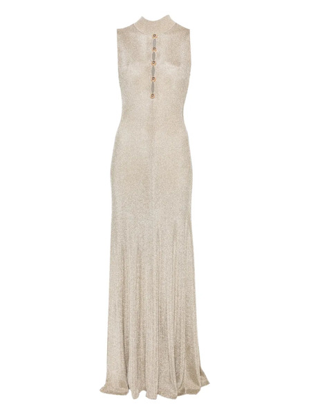  Self-portrait Turtleneck Button-front Maxi Evening Dress - Neutrals 