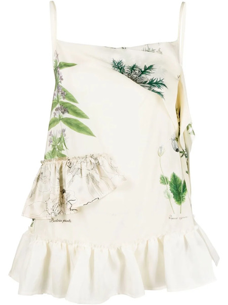  Semicouture Leaf-print Silk Top - Neutrals 