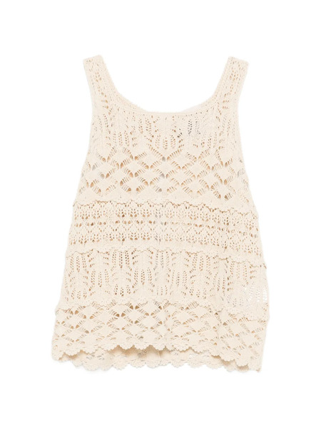  Semicouture Openwork Sleeveless Top - Neutrals 