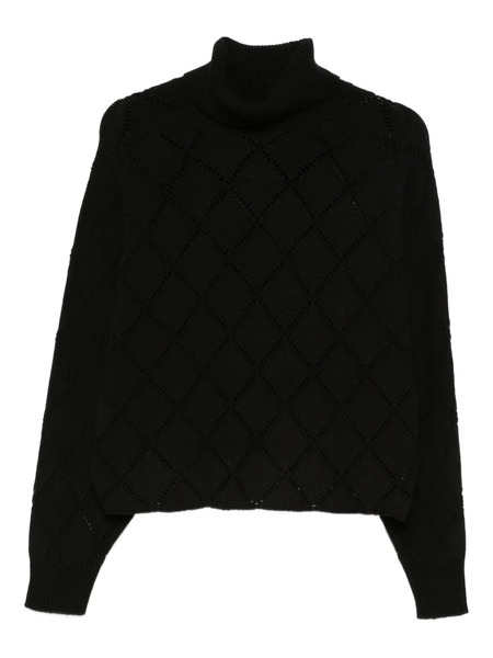  Semicouture Openwork Turtleneck Sweater - Black 