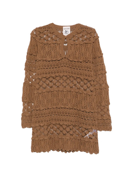 Semicouture Ruffled Openwork Mini Dress - Brown 