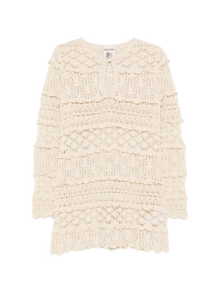  Semicouture Ruffled Openwork Mini Dress - Neutrals 
