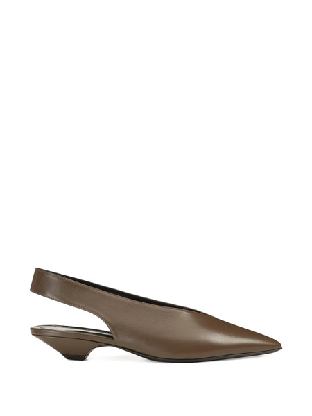  Sergio Rossi Beak Leather Pumps - Brown 