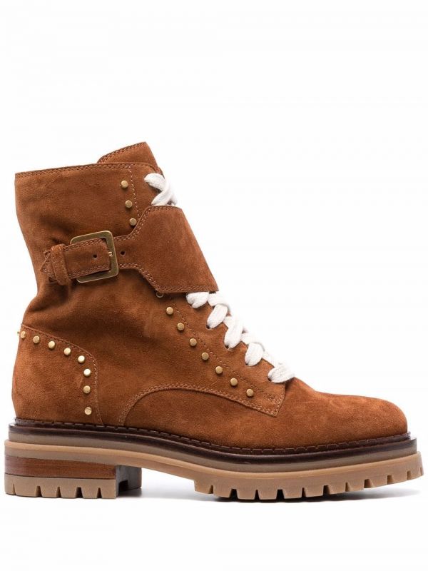  Sergio Rossi Lace-up Suede Boots - Brown 