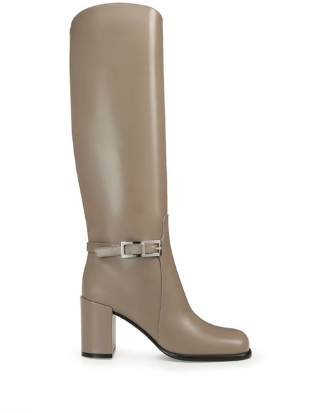  Sergio Rossi 80mm Sr Nora Leather Boots - Neutrals 