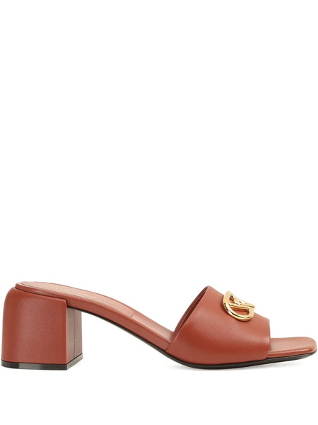  Sergio Rossi 55mm Surge Leather Mules - Brown 