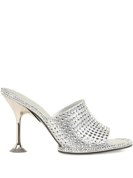  Sergio Rossi Orb Leather Mules - Silver 