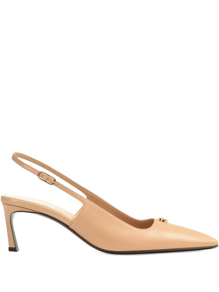  Sergio Rossi Square-toe Slingback Pumps - Neutrals 