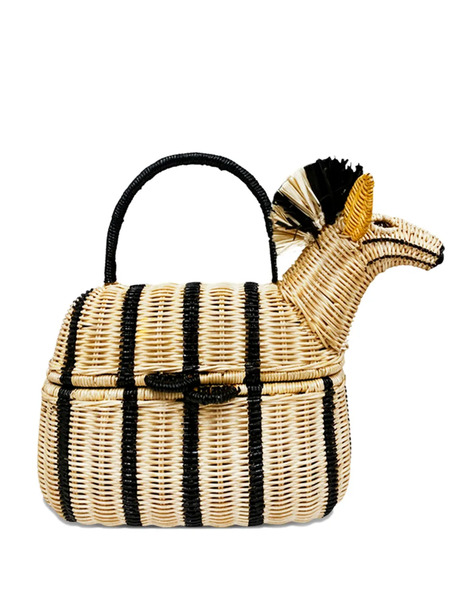  Serpui Edward Zebra Satchel Tote Bag - Neutrals 